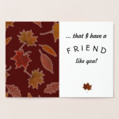 感謝した友情の紅葉のカスタムの文字 箔カード (内部)