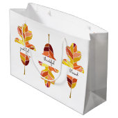 感謝した感謝している賛美された秋の葉の紅葉 ラージペーパーバッグ (裏面アングル)