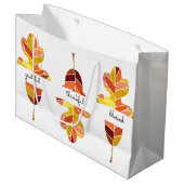 感謝した感謝している賛美された秋の葉の紅葉 ラージペーパーバッグ (正面アングル)