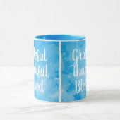 感謝した感謝している賛美された青い水彩画 マグカップ (中央)