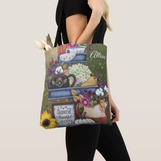 感謝した、感謝している、賛美されたカスタマイズトートバック トートバッグ (クローズアップ)