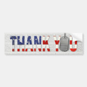 感謝していおと軍隊犬のタグ バンパーステッカー (正面)