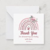 感謝していお前はピンクの花レインボーベイビーシャワー ノートカード (正面)