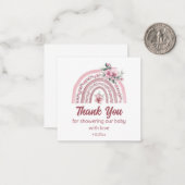 感謝していお前はピンクの花レインボーベイビーシャワー ノートカード (正面/裏面インサイチュ)