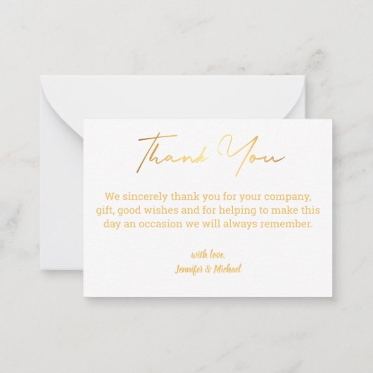 感謝していお前金ゴールド書道のミニマル休日写真 ノートカード (裏面)