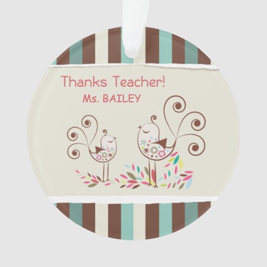 感謝していお洒落ストライプ先生 オーナメント (正面)