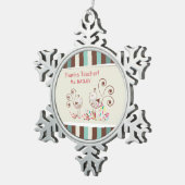 感謝していお洒落ストライプ先生 スノーフレークピューターオーナメント (右)