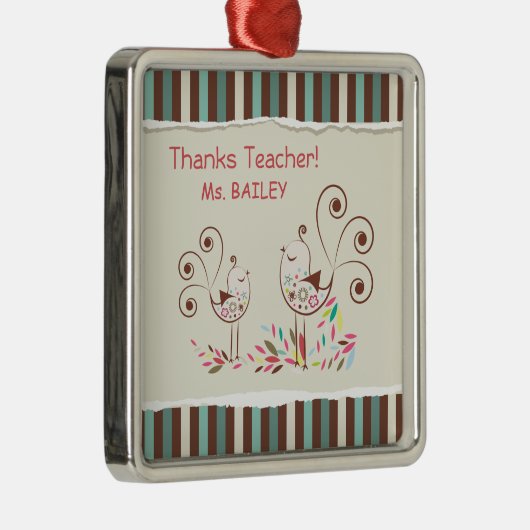 感謝していお洒落ストライプ先生 メタルオーナメント (右)