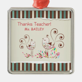 感謝していお洒落ストライプ先生 メタルオーナメント