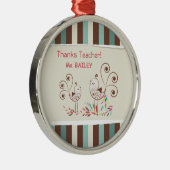 感謝していお洒落ストライプ先生 メタルオーナメント (右)