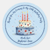 感謝していお誕生日ケーキとキャンドルが好き ラウンドシール (正面)