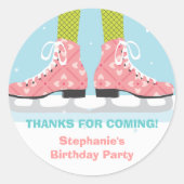 感謝していしていますステッカー誕生会はアイススケートします ラウンドシール (正面)