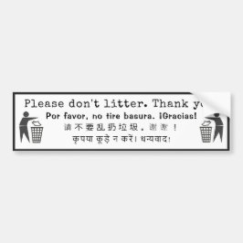 感謝していしています散らかさないで下さい! 多言語のカスタム バンパーステッカー