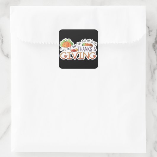 感謝していと与えの感謝祭の言葉のステッカー スクエアシール (バッグ)