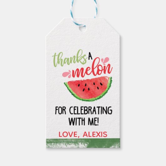 感謝していのメッセージカード祝用のメロン – 赤 ギフトタグ (正面)