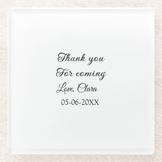 感謝していの名前の追加の文字メッセージ ガラスコースター (正面)