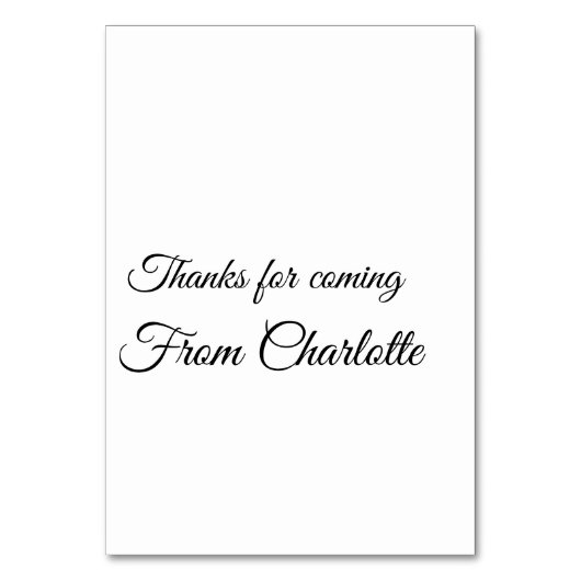 感謝していの名前の追加の文字メッセージ テーブルナンバー (正面)