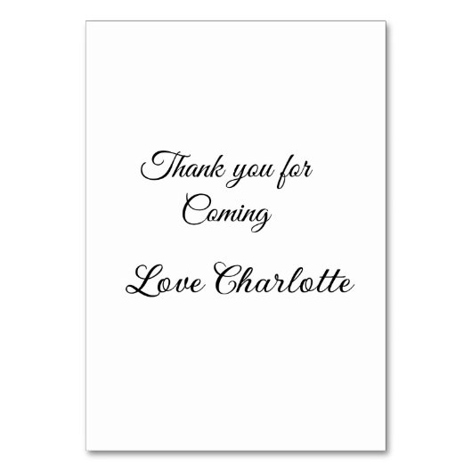 感謝していの名前の追加の文字メッセージ テーブルナンバー (正面)