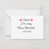 感謝していの名前の追加の文字メッセージ ノートカード (裏面)