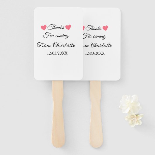 感謝していの名前の追加の文字メッセージ ハンドファン (正面&裏面)