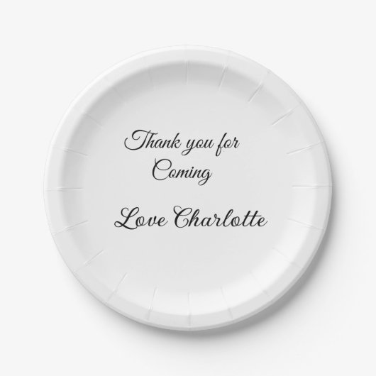 感謝していの名前の追加の文字メッセージ ペーパープレート (正面)