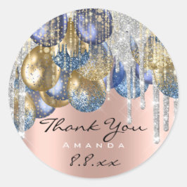 感謝していの結婚誕生日バルーン青シルバーバラ ラウンドシール