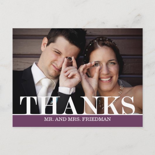 感謝していはっきりした結婚サンキューカード ポストカード (正面)