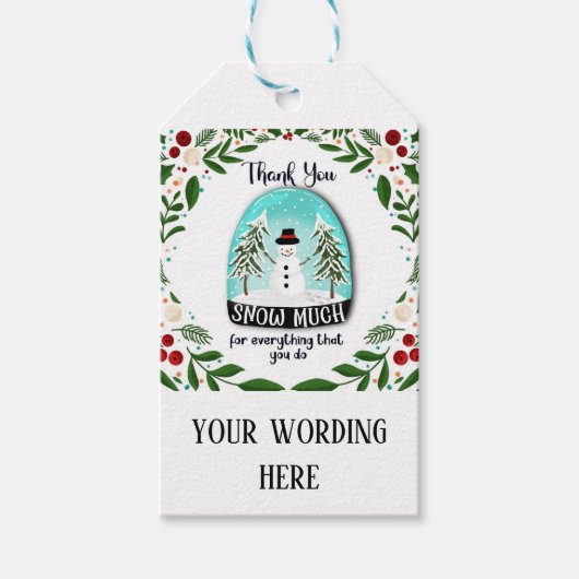 感謝していは何をやっても雪が降るクリスマス ギフトタグ (正面)