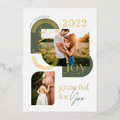 感謝していますあなたに 現代の幾何学的なアーチ 二つの写真 箔シーズンカード (正面)