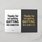 感謝していやめfor Not'sおもしろい -先生 箔グリーティングカード (外側レイダウン)