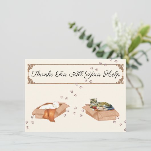 感謝していよくら救済い!感謝の気持ちを込めた箱に入れた猫 サンキューカード (スタンド正面)