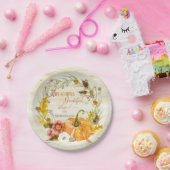 感謝している感謝した賛美された秋の収穫家族木 ペーパープレート (パーティー)