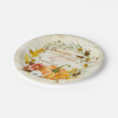 感謝している感謝した賛美された秋の収穫家族木 ペーパープレート (アングル)