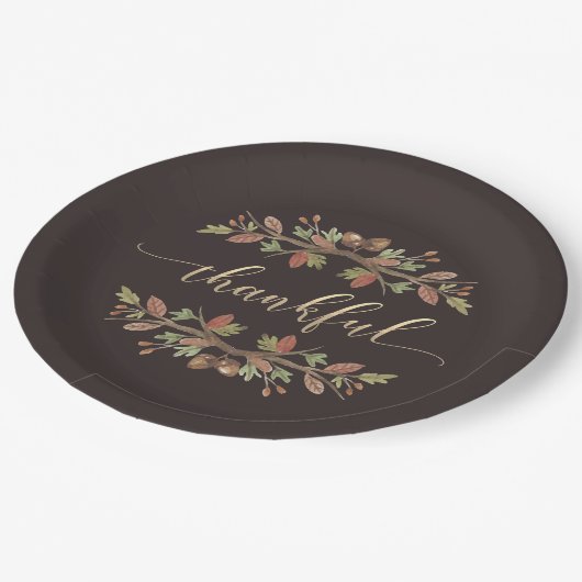 感謝している感謝祭の紅葉の紙皿 ペーパープレート (アングル)