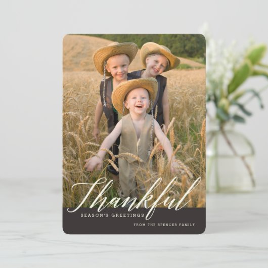 感謝している秋の季節的な写真の挨拶 シーズンカード (スタンド正面)