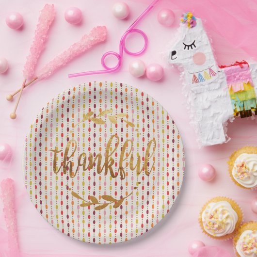 感謝している金ゴールドの数々のな楕円形の点-紙皿 ペーパープレート (パーティー)