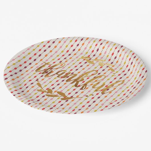 感謝している金ゴールドの数々のな楕円形の点-紙皿 ペーパープレート (アングル)