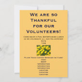 感謝している! 招待状のカスタムは昼食を自ら申し出ます サンキューカード (裏面)