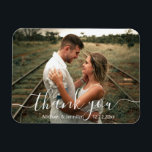 感謝していエレガントシンプル結婚の写真 マグネット<br><div class="desc">感謝していエレガントシンプルScriptの写真結婚Magnet</div>