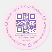 感謝していエレガントビジネスqrコードpink purple purple ラウンドシール (正面)