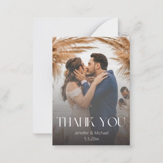 感謝していエレガントミニマル2枚の写真が消え結婚た ノートカード (正面)