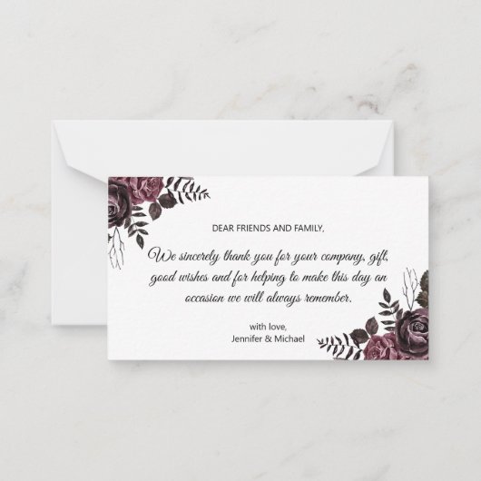 感謝していエレガントモダンYouゴシック結婚 Flowers ノートカード (裏面)