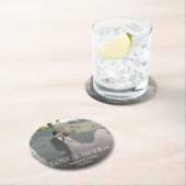 感謝していエレガント結婚君の暗い写真 ラウンドペーパーコースター (インサイチュ)