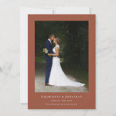 感謝していエレガント結婚2枚写真テラコッタ サンキューカード (正面)