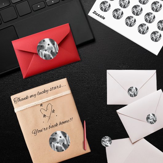 感謝していエレガントSilver Black Stars ラウンドシール