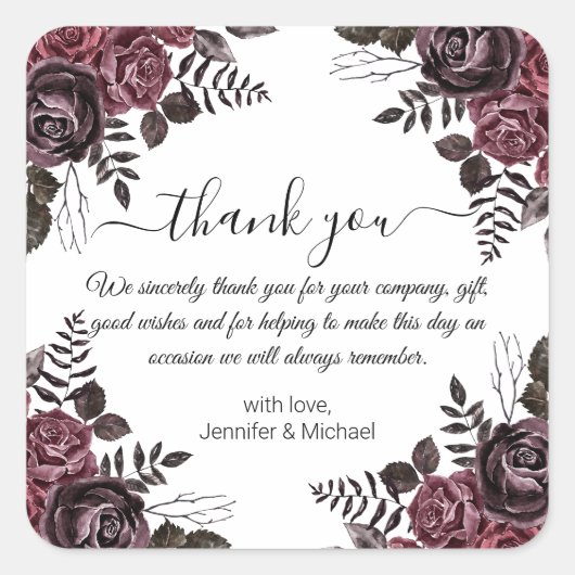 感謝していエレガントYouGothicフローラハロウィン結婚の スクエアシール (正面)