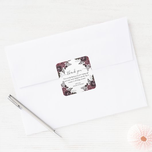 感謝していエレガントYouGothicフローラハロウィン結婚の スクエアシール (封筒)