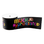 感謝していカラフル黒リボンに感謝 グログランリボン (リール)