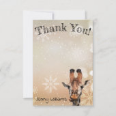 感謝していキリンの写おもしろい真，カスタム サンキューカード (正面)