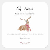 感謝していクリスマス休暇お鹿おもしろい購入 スクエアシール (正面)